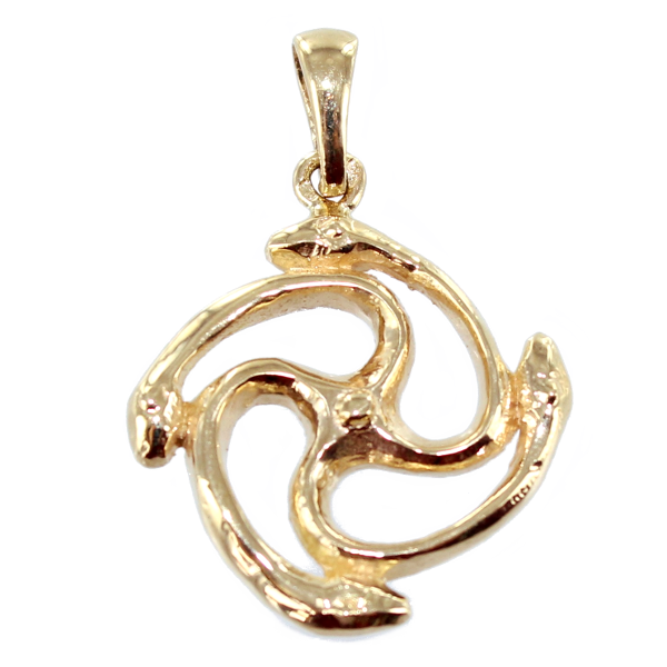 Pendentif Or Jaune Triskell 4 Couleuvres - Taille 1 