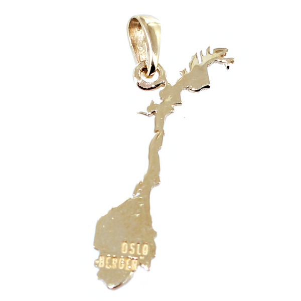 Pendentif Or Jaune Carte Norvège - Taille 2 
