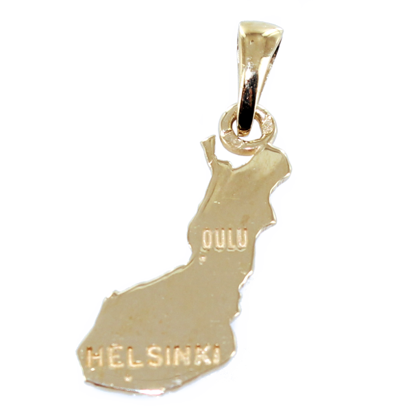 Pendentif Or Jaune Carte Finlande - Taille 2 