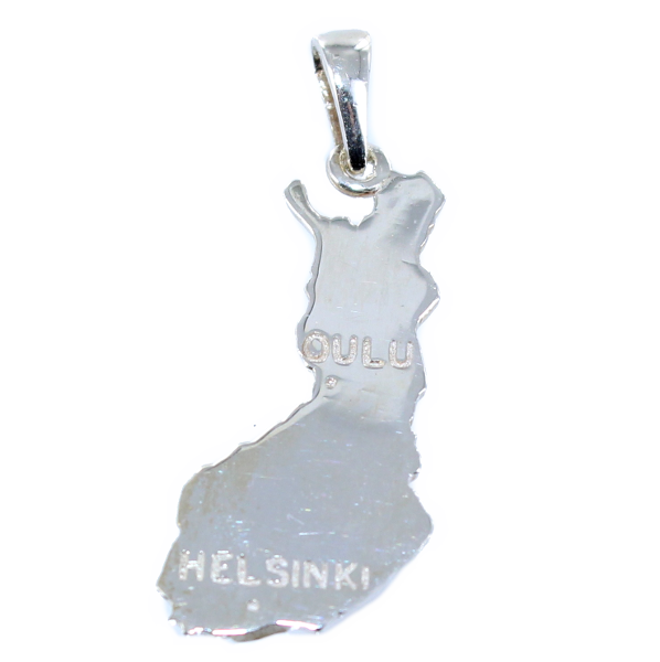 Pendentif Argent Carte Finlande - Taille 3 