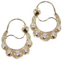 Boucles d'oreilles Or Jaune Créoles 5 pierres - 28 mm 