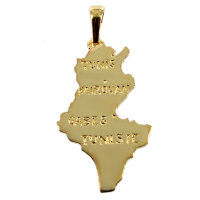 Pendentif Or Jaune Carte Tunisie 