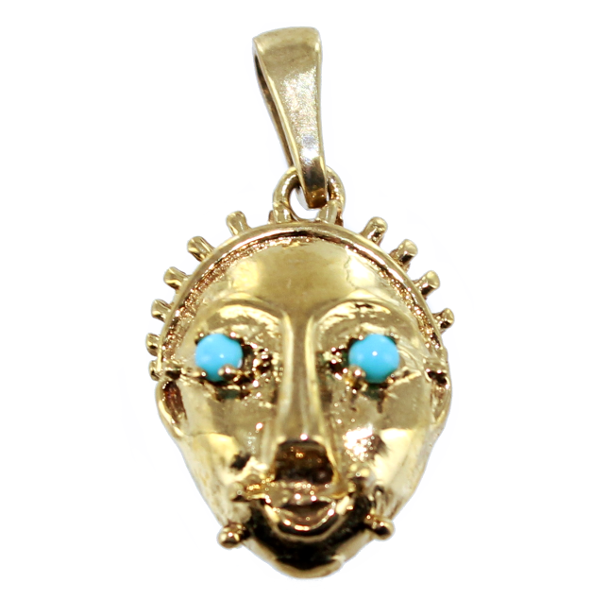 Pendentif Or Jaune Masque africain Sorcier 