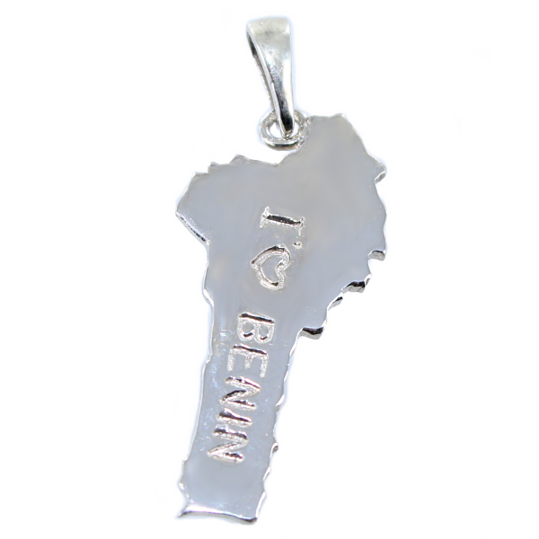 Pendentif Argent Carte I love Bénin 