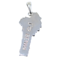 Pendentif Argent Carte I love Bénin 