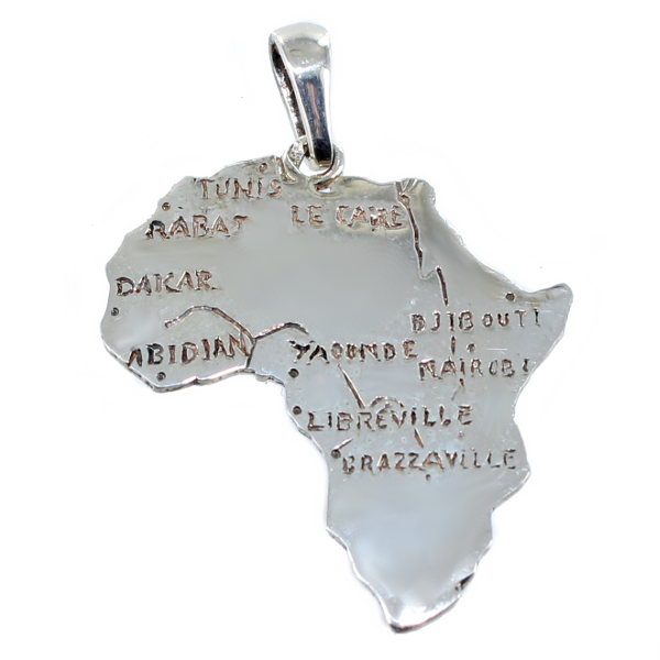 Pendentif Argent Carte de l'Afrique - Taille 2 
