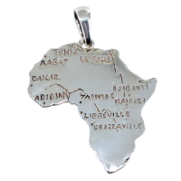 Pendentif Argent Carte de l'Afrique - Taille 2 