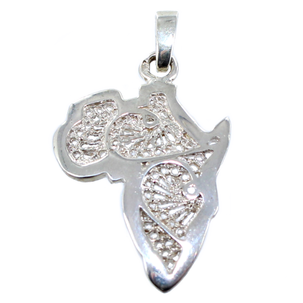 Pendentif Argent Carte de l'Afrique filigrane - Taille 1 