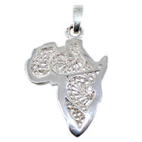 Pendentif Argent Carte de l'Afrique filigrane - Taille 1 