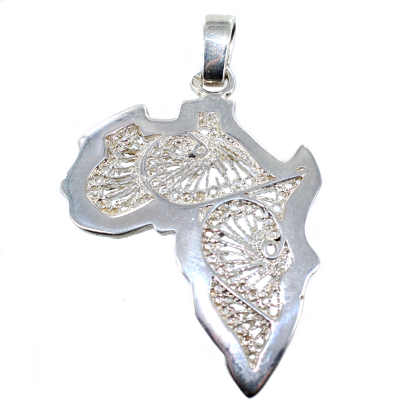 Pendentif Argent Carte de l'Afrique filigrane - Taille 2 