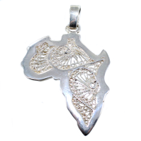 Pendentif Argent Carte de l'Afrique filigrane - Taille 2 