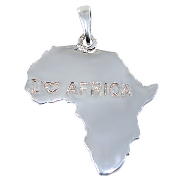 Pendentif Argent Carte I love Africa