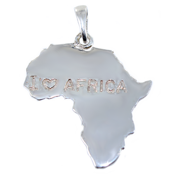 Pendentif Argent Carte I love Africa 