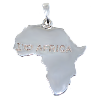 Pendentif Argent Carte I love Africa