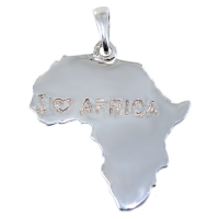 Pendentif Argent Carte I love Africa 