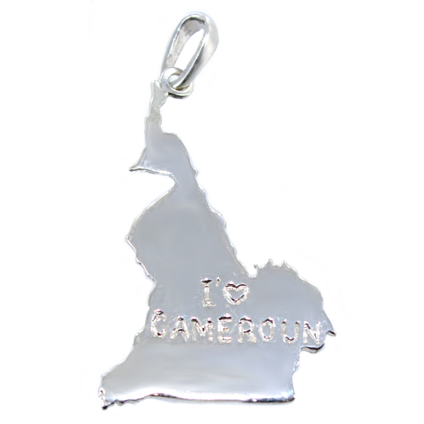 Pendentif Argent Carte I love Cameroun 