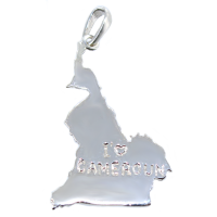 Pendentif Argent Carte I love Cameroun 