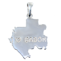 Pendentif Argent Carte I love Gabon 