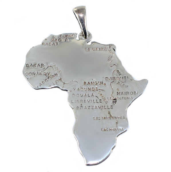 Pendentif Argent Carte de l'Afrique - Taille 3 