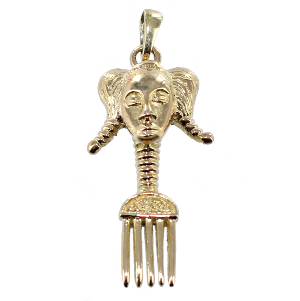 Pendentif Or Jaune Peigne africain Femme 