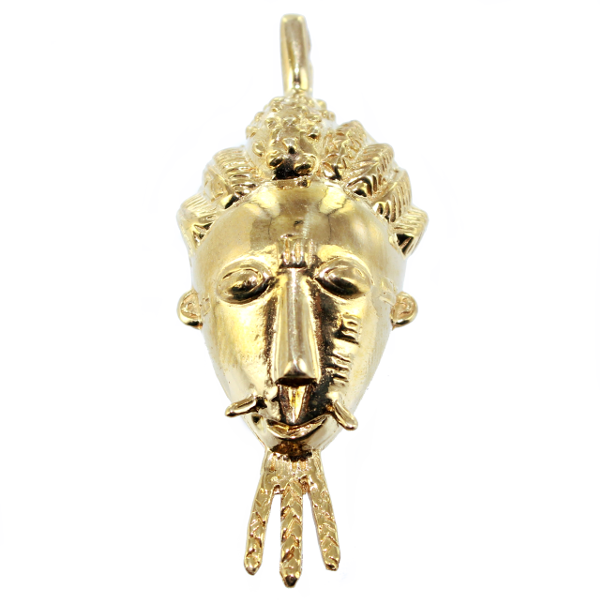 Pendentif Or Jaune Masque africain Bamikele 