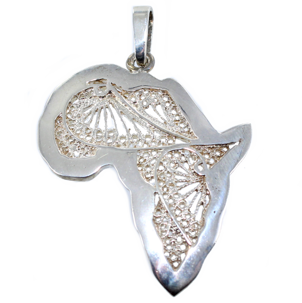 Pendentif Argent Carte de l'Afrique filigrane - Taille 3 
