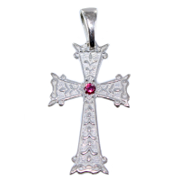 Croix arménienne Rubis naturel Argent 