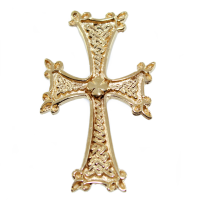 Croix arménienne Khatchkar entrelacé avec trèfle Or Jaune 