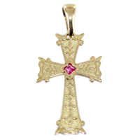 Croix arménienne Rubis naturel Or Jaune 