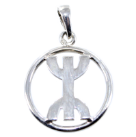 Pendentif Argent Symbole berbère entouré double épaisseur - 20 mm 