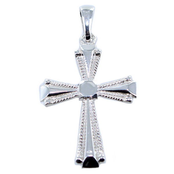 Croix catholique carrée Argent 