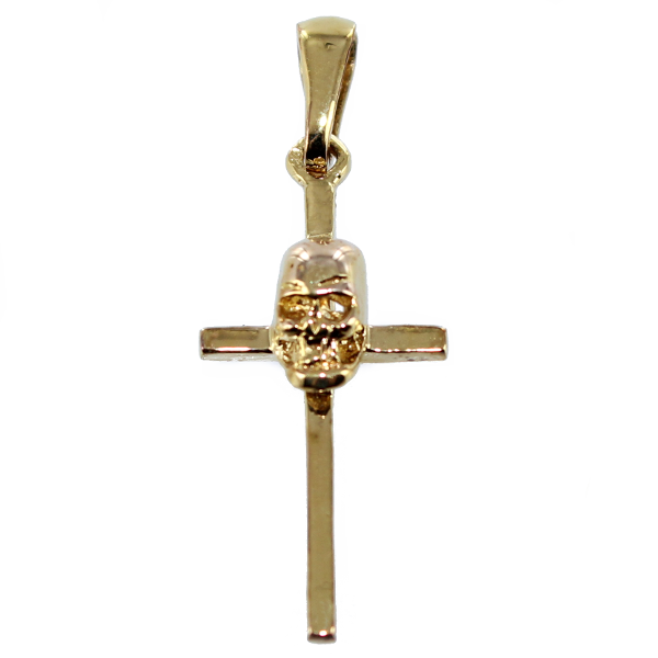 Croix Reliquaire Tête de mort Or Jaune 