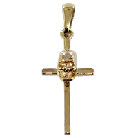 Croix Reliquaire Tête de mort Or Jaune 