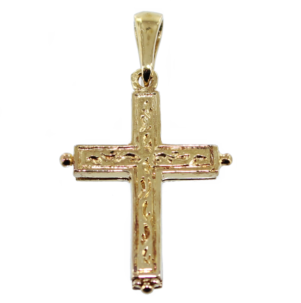 Pendentif Croix Reliquaire Ancien En Métal Doré - Bijou Religieux D'occasion