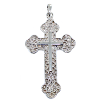 Croix catholique Roccocail Argent 