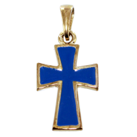 Croix émaillée droite Or Jaune 