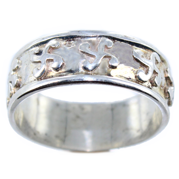 Bague Argent Croix basques en relief 