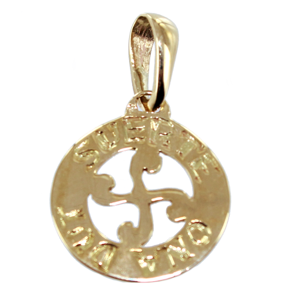 Pendentif Or Jaune Symbole Basque Suerte Ona Dut - Taille 1 