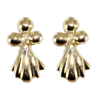 Boucles d'oreilles Or Jaune puces Hermine ronde - Taille 1
