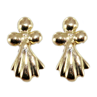 Boucles d'oreilles Or Jaune puces Hermine ronde - Taille 1 