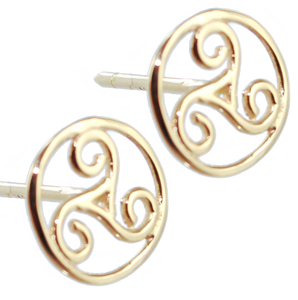 Boucles d'oreilles Or Jaune puces Triskell entouré 