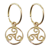 Boucles d'oreilles Or Jaune pendantes Triskell entouré 