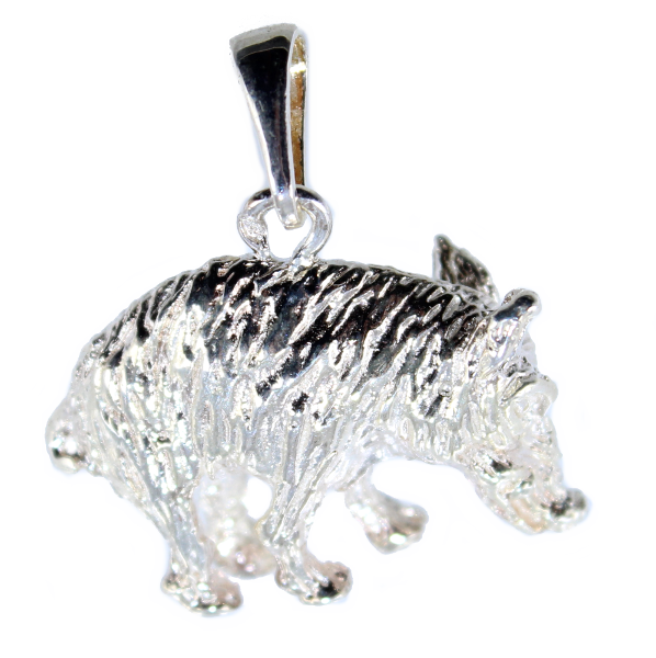 Pendentif Argent Sanglier des Ardennes - Plein volume Taille 1 