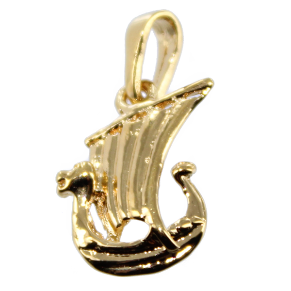 Pendentif Drakkar En étain Signé Norway - Avec Chaîne Argent 55 Cm, Occasion En Bon état
