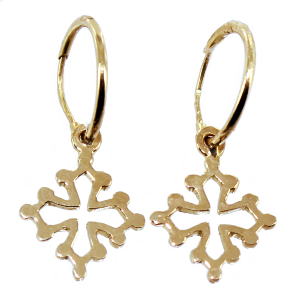 Boucles d'oreilles Or Jaune Croix Occitane 