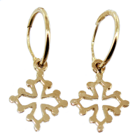 Boucles d'oreilles Or Jaune Croix Occitane 