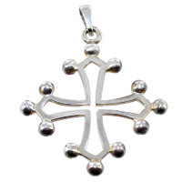 Croix occitane avec boules - Taille 3 Argent 