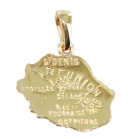 Pendentif Or Jaune Carte La Réunion - Taille 1 