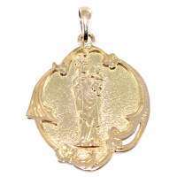 Médaille Or Jaune Vierge à l'enfant - Notre Dame de Paris - Décor Art nouveau 