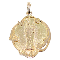 Médaille Or Jaune Vierge à l'enfant - Notre Dame de Paris - Décor Art nouveau 